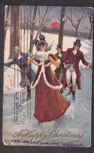 Großbritannien 1905 Weihnachtspostkarte nach Long IslandCity NY vorwärts - Bild 1 von 2