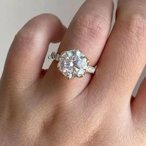 Women's Lab Created Diamond Party Wear Wedding Ring Silver Surprise Gift Jewel - Picture 1 of 5