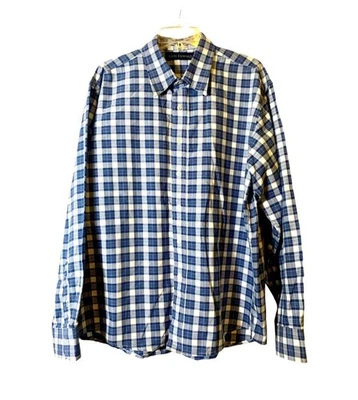 Camisa Reed Edward Para Hombre Extra Grande Azul Blanco A Cuadros Abotonada Manga Larga Foto 1 de 4