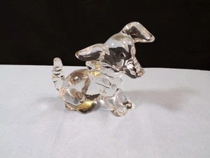 Imperial Clear Glass Parlour Pup Tail Up Terrier Dog Figurine INV2 - Picture 1 of 7