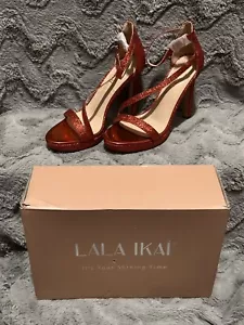 Women’s Open Toe Red Glitter Platform Stilettos Size 7(37) *NEW* - Picture 1 of 6