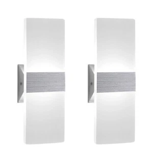 ChangM Modern Wall Sconce 12W, Set of 2 LED Wall Lamp Cool White Acrylic Materia - Picture 1 of 2