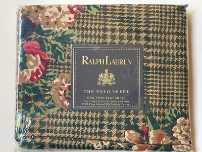 ¡NUEVO! RALPH LAUREN Cuadros *CATHERINE Floral *DOBLE HOJA PLANA Pata de Gallo Verde Foto 1 de 4