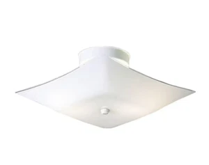 Progress Lighting 12 in. 2-Light White Flush Mount with Square White Glass - Picture 1 of 2