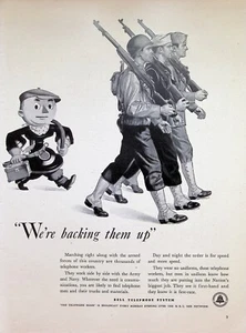 VINTAGE 1940s Print Ad ~ Bell Telephone System AT&T ~ We're backing them up - Picture 1 of 1