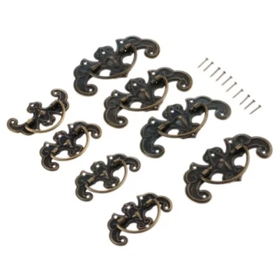 4pcs Antique Bat Shaped Knob Drop Ring Pull Handles for Kitchen Cupboard Cabinet - Image 1 of 4