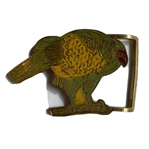 Vintage Painted Bird Brass Belt Buckle From India Never Used - Picture 1 of 5