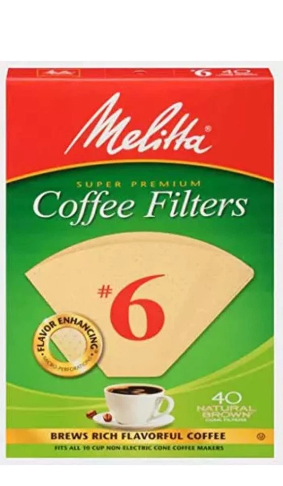Filtros de café de cono Melitta #6, marrón natural sin blanquear, lote de 3 40 unidades  Foto 1 de 4