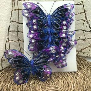 Set 6 Mollette Farfalla Viola con Strass - Decorazione Natalizia, Home Decor - Imagen 1 de 2