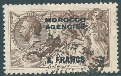 MOROCCO AGENCIES 1924 George V used 3f 'Seahorse' SG200 - Image 1 of 2