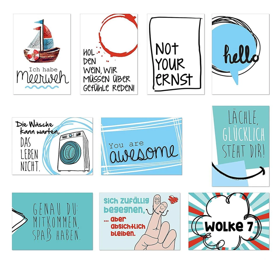 2 x 10 Postkarten mit Sprüchen I DIN A6 I Spruch-Karten Set lustig I dv_222 - Bild 1 von 4