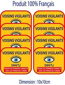 Autocollant voisin vigilant LOT DE 8 stickers - video surveillance