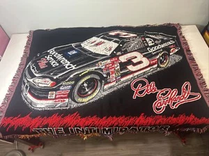 Dale Earnhardt Sr. #3 Acrylic Tapestry Throw Blanket 54” x 41” Fringe Nascar - Picture 1 of 5