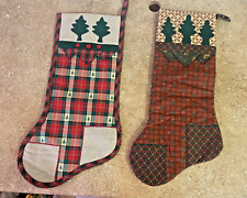 Handcrafted CHRISTMAS STOCKING  Plaid With Bells 18"  Country Rustic Cabin
