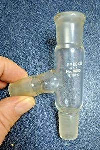 Corning Pyrex Glas 19/22 75° Drei-Wege Winkel Destillationskopf Adapter 9000 - Bild 1 von 4