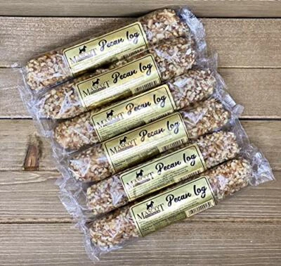 MASCOT PECAN SHELLING COMPANY Mascot Pecans Since 1955- Gift Box of 6 Large Pecan Logs 4 Oz Each