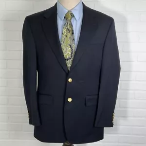 Chaps Blazer Men 38R Navy Blue Gold Button Classic Wool Jacket - Picture 1 of 7
