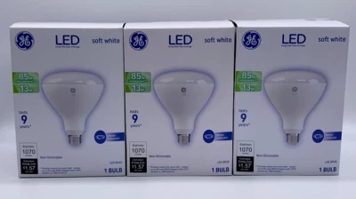 3PK GE LED 85W Indoor FloodLight Soft White Non-Dimmable ~ LED BR40 Bulbs! - Image 1 of 2