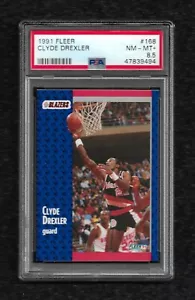 Fleer #168 1991 Clyde Drexler PSA 8,5 casi nuevo + solo 16 blazers de trail de corte superior - Imagen 1 de 1