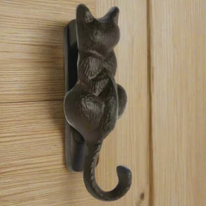 Cast Iron Cat Antique Vintage Rustic Shabby Chic Brown Front Door Knocker Gift - Picture 1 of 4