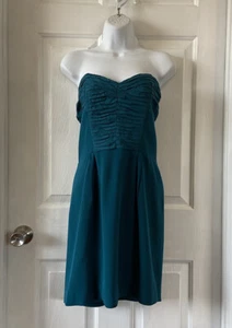 Rebecca Minkoff Silk Strapless Sheath Dress Teal Size 6 - Picture 1 of 8