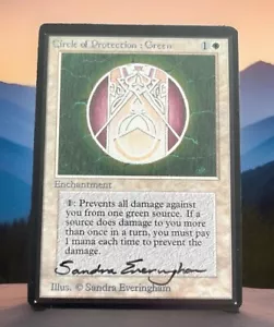 **Circle of Protection Green Signed** Limited Edition BETA Sandra Everingham MTG - Picture 1 of 3