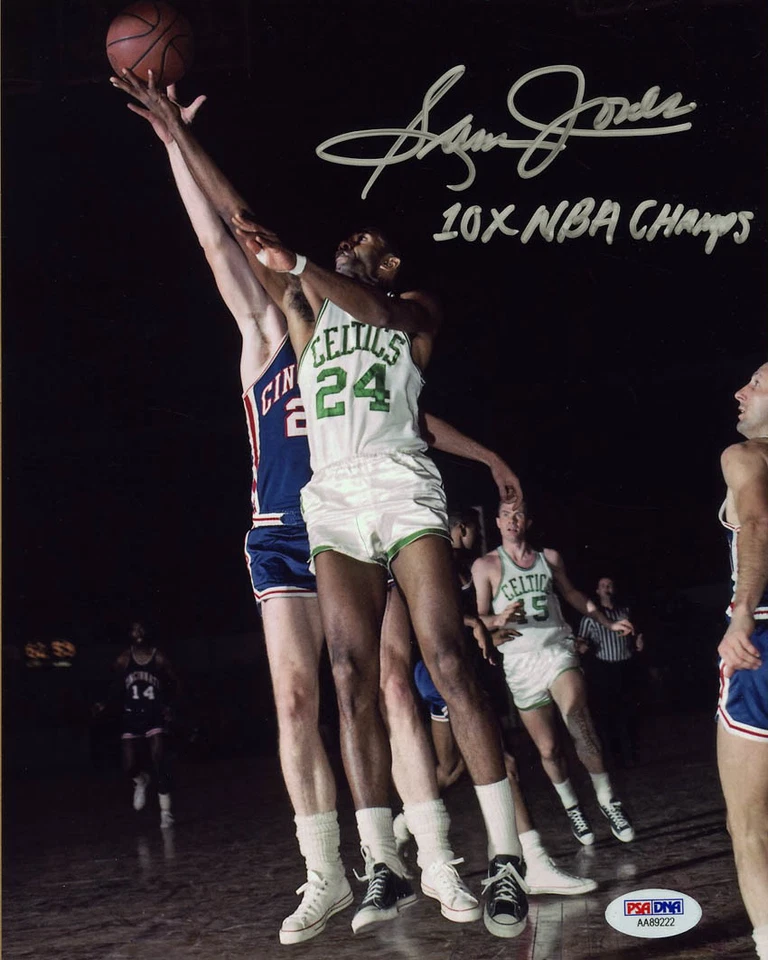 Sam Jones SIGNED 8x10 Photo +10 x NBA Champs Boston Celtics PSA/DNA AUTOGRAPHED  - Image 1 of 1