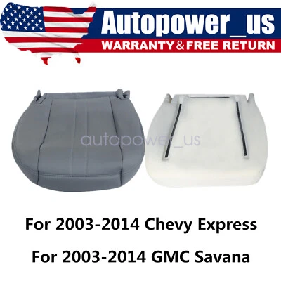 For 2003-2014 GMC Savana VAN Driver Bottom Seat Cover Dark GRAY & Foam Cushion Foto 1 de 4