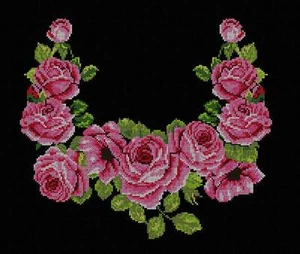 Roses embroidery designs. Flowers cross stitch pattern - Picture 1 of 9