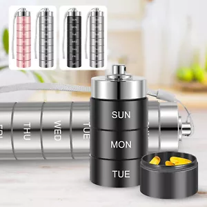 2Pcs Pill Organizer Aluminum Alloy 7 Days Weekly Pill Box Stackable Pill KowOU - Picture 1 of 14