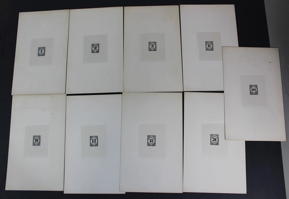 US - Lot of 9 Official Stamps Large Proofs ,Scott# O47P1-O55P1- Unused, NH ,NG   - Image 1 of 2