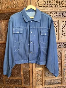 Vtg 50s JCP Ranchcraft Pleated Denim Jacket Dark Work Wear Mens Jean Lightweight - Picture 1 of 7