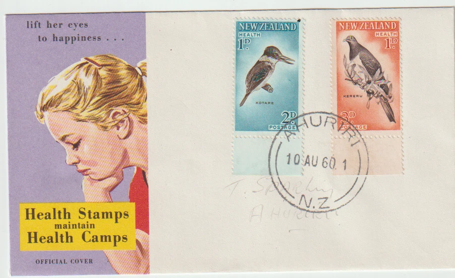 New Zealand B59-B60 1960 Child Welfare FDC First Day Cover Kingfisher Bird - Image 1 of 1