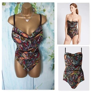 M&S COLLECTION SWIMSUIT SIZE 22, Secret slimming magic shaping Paisley Bandeau - Picture 1 of 11