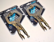 2 New ECLIPSE UK E6SP Vise Grip Locking C-Clamp c/w Swivel Pads 6" 150mm Pliers