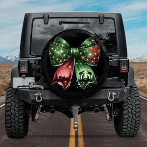 Christmas Red Bow Tire Cover Jesus Merry Christmas Bow Spare Tire Cover - Picture 1 of 9