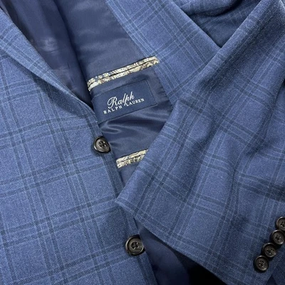 Blazer masculino Ralph Ralph Lauren 56R azul seda lã janela casaco esporte jaqueta - Imagem 1 de 4