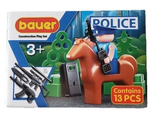 Giocattolo Bambini Polizia Costruzioni Play Set 13 Pezzi Poliziotto Cavallo di Bauer - Foto 1 di 2