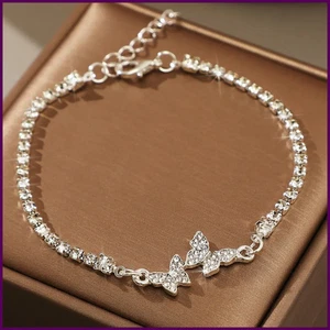 925 Sterling Silber Schmetterling Armband für Frauen Mode Luxus Strass Charm - Bild 1 von 31