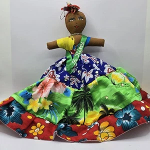 Caribbean Reversible 12” Topsy Turvy Doll St. Kitts Vintage Floral Glittery - Picture 1 of 16