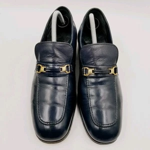 Vintage HANNOVER LB Shepard Herren 8,5 D Cordovan Signatur Blau Horsebit Halbschuhe - Bild 1 von 16