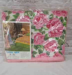 VTG 70S NOS CHARLES D OWEN CLASSIC ROSE PINK BLANKET 72 x 90  TWIN / FULL USA - Bild 1 von 10