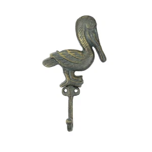 Coastal Pelican Wall Hook Hat Coat Hanger Bath Towel Rack Nautical Home Decor - Picture 1 of 4