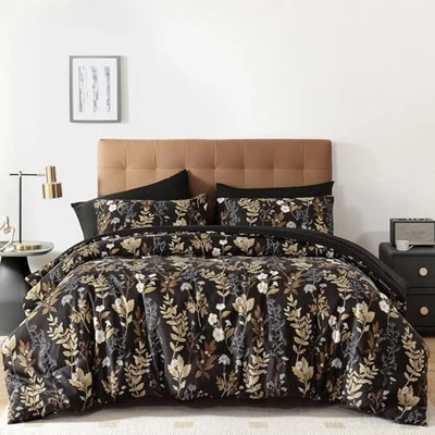  Black and Gold Comforter Set Queen Size,7 Pieces Queen 90“×90” Black Gold - Image 1 of 4