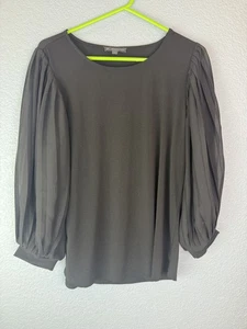 Adrianna Papell Bluse Damen klein schwarz Plissee transparent Puffärmel Oberteil elegant - Bild 1 von 7