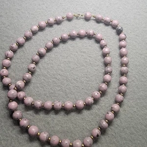 Vintage Perlenkette rund Edelstein Perlen goldfarben Abstandshalter - Bild 1 von 8