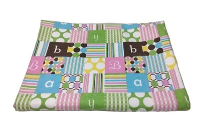 Baby Squares Print Cotton Flannel Fabric Remnant 32x45 Unisex Girl Boy Baby - Image 1 of 4
