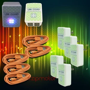 5X 4 USB PORT HUB WALL ADAPTER+6FT CABLE POWER CHARGER ORANGE GALAXY NOTE NEXUS - Zdjęcie 1 z 1