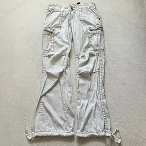 Women’s y2k Low Rise Flare Baggy White Cargo Pants ZD Premium Size 7 - Picture 1 of 8