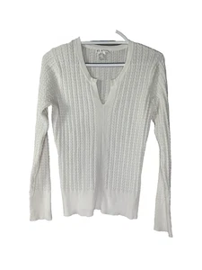 Suéter Venus Y2K Mujer Medio Blanco Tejido con Cable Cuello en V Preppy Cottage Country - Imagen 1 de 8